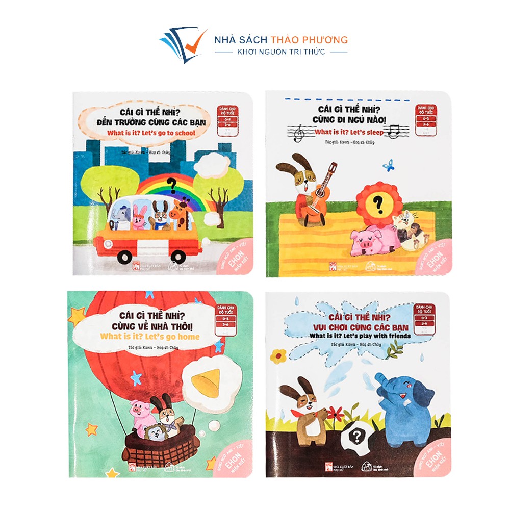 Sách Ehon nhận biết song ngữ Anh Việt - Cái gì thế nhỉ? Bộ 4 cuốn