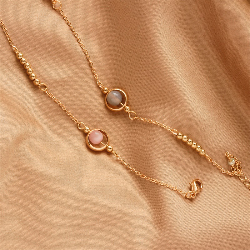 Vòng tay mặt hạt đá tự nhiên phong cách Hàn Quốc