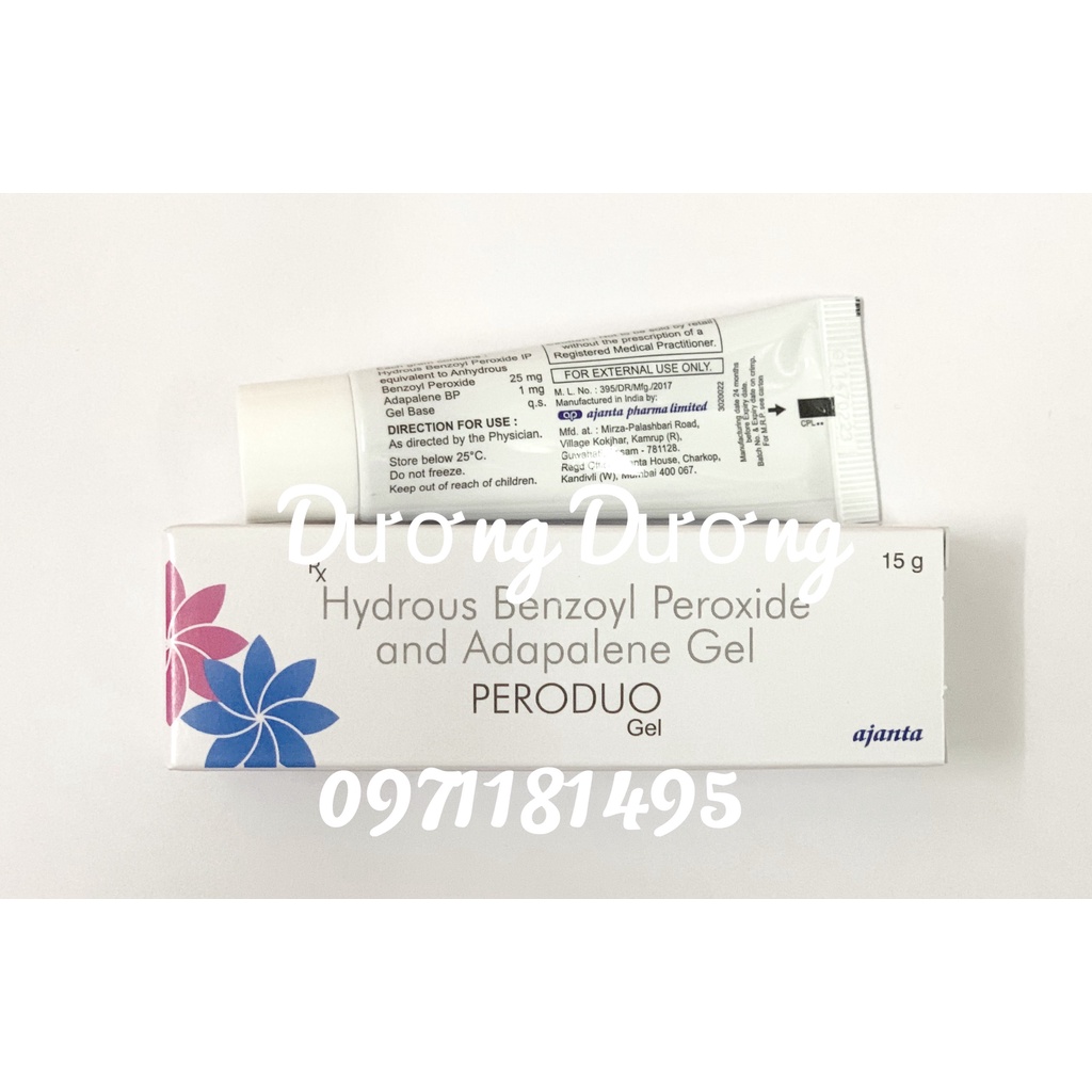 Gel Ngăn Ngừa Mụn Viêm, Mụn Trứng Cá - Peroduo Hydrous Benzoyl Peroxide And Adapalene Gel 15g