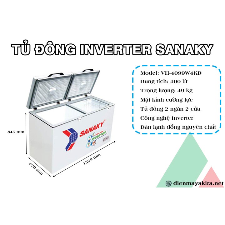 Tủ đông Inverter Sanaky VH-4099W4KD / 400 lít