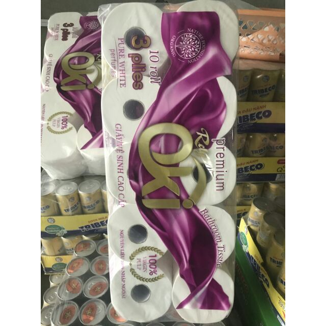 Giấy vệ sinh OKI có lõi (10 cuộn/1 dây)
