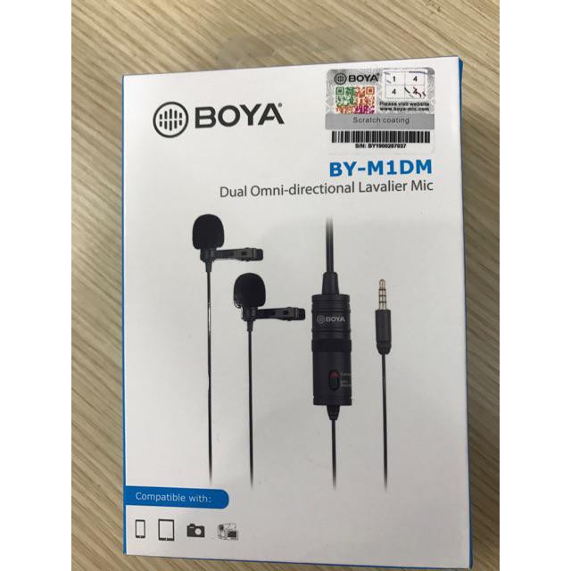 Micro BOYA BY-M1DM 2 Mic Thu Âm Cho 2 Người, dây dài 4m - Hàng Chính Hãng