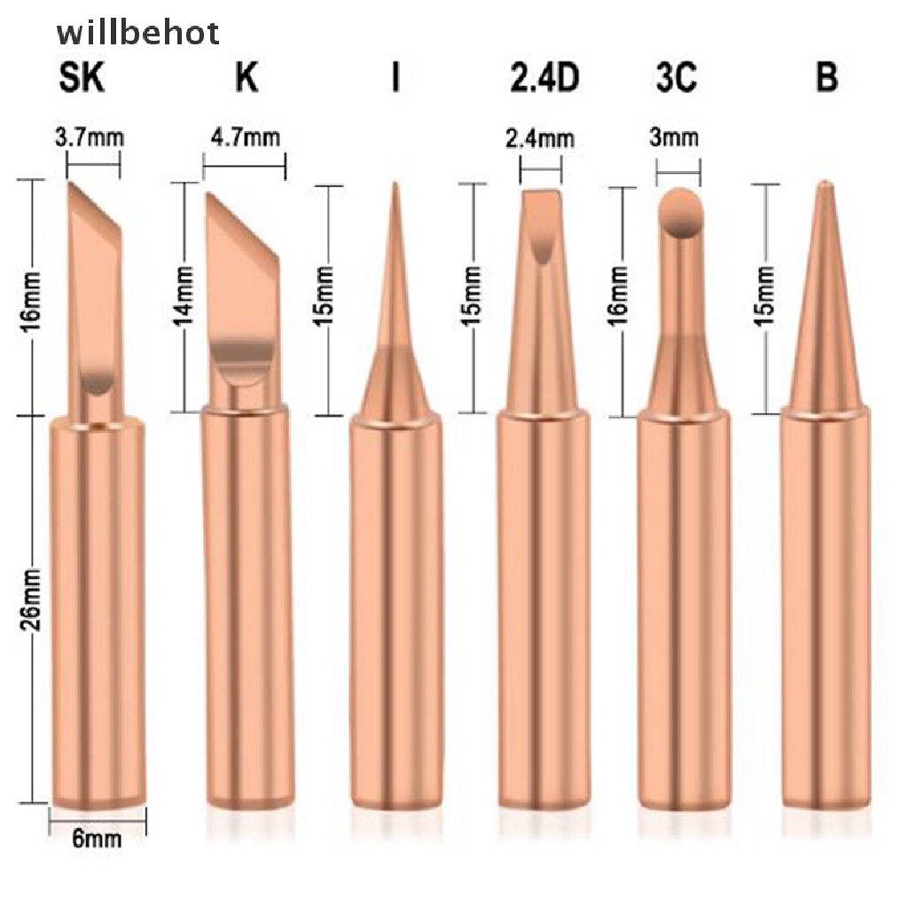 Set 5 / 6 Đầu Hàn 900M-T Bằng Đồng Nguyên Chất Không Chì
