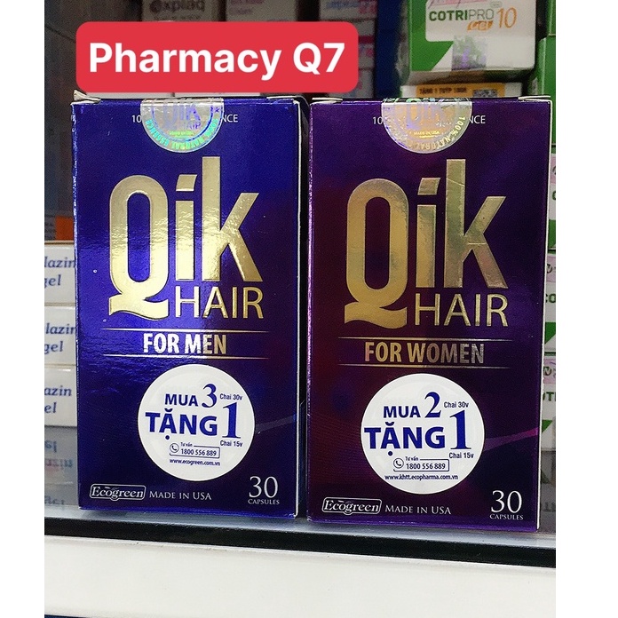 (Lọ 30 viên) Viên uống Ecogreen Qik Hair cân bằng nội tiết tố và tăng trưởng tế bào mầm tóc - Nam và Nữ
