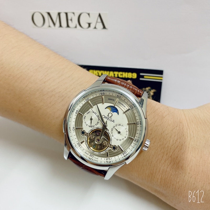 Đồng hồ cơ nam omega tự động chính hãng,Dây da cao cấp thời trang chống nước chống xước tuyệt đối