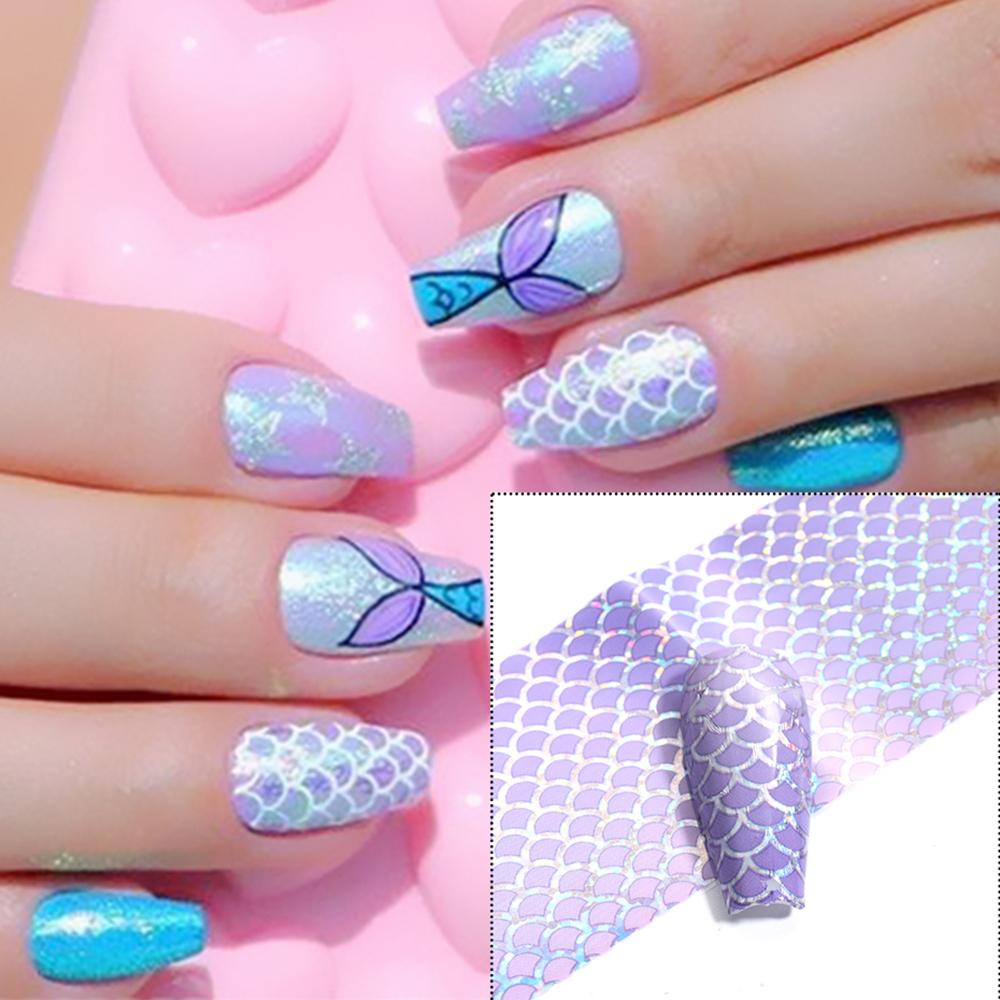 Giấy Foil Dán Móng Tay Họa Tiết Vảy Cá Màu Gradient