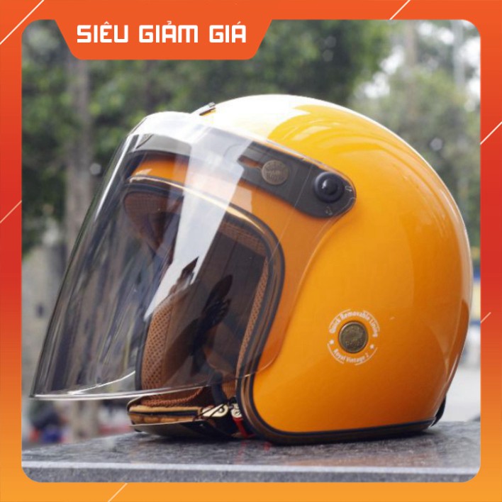 KHO SG-  Kính Flat gắn mũ bảo hiểm 3/4 che kín mắt có thể mở lên xuống được - Kính chắn gió gắn mũ bảo hiểm classic 3/4