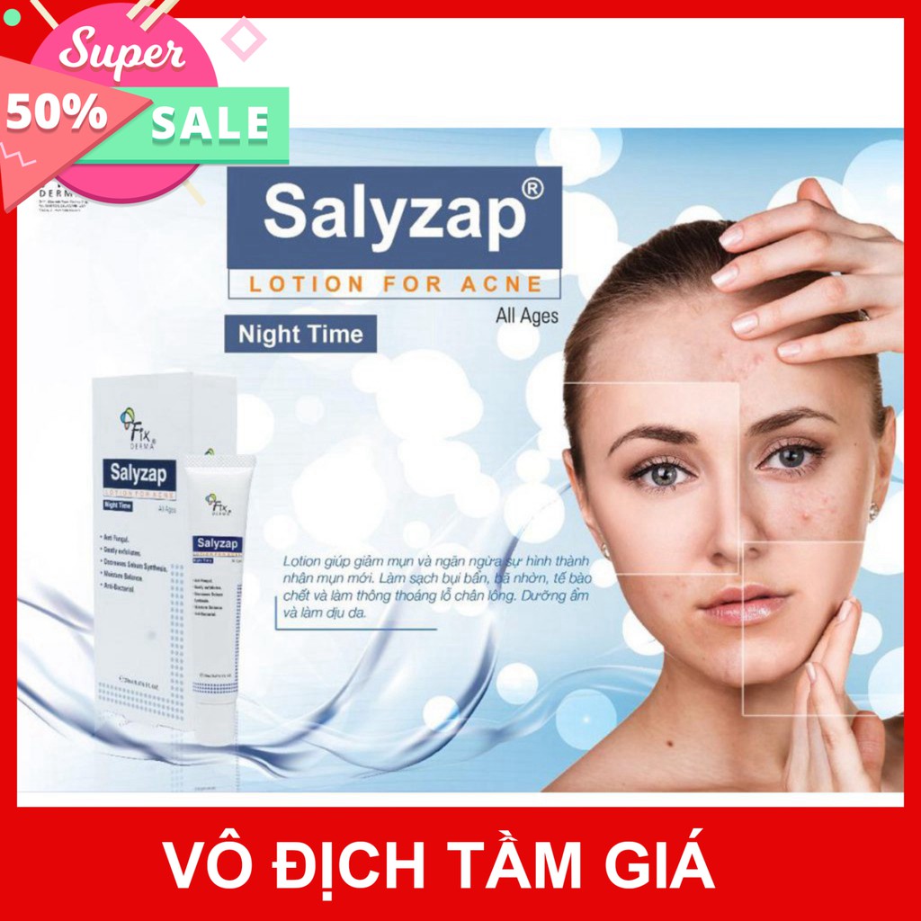 [CHÍNH HÃNG] Fixderma Sữa Dưỡng Giảm Mụn Ban Đêm Salyzap Lotion For Acne 20Ml