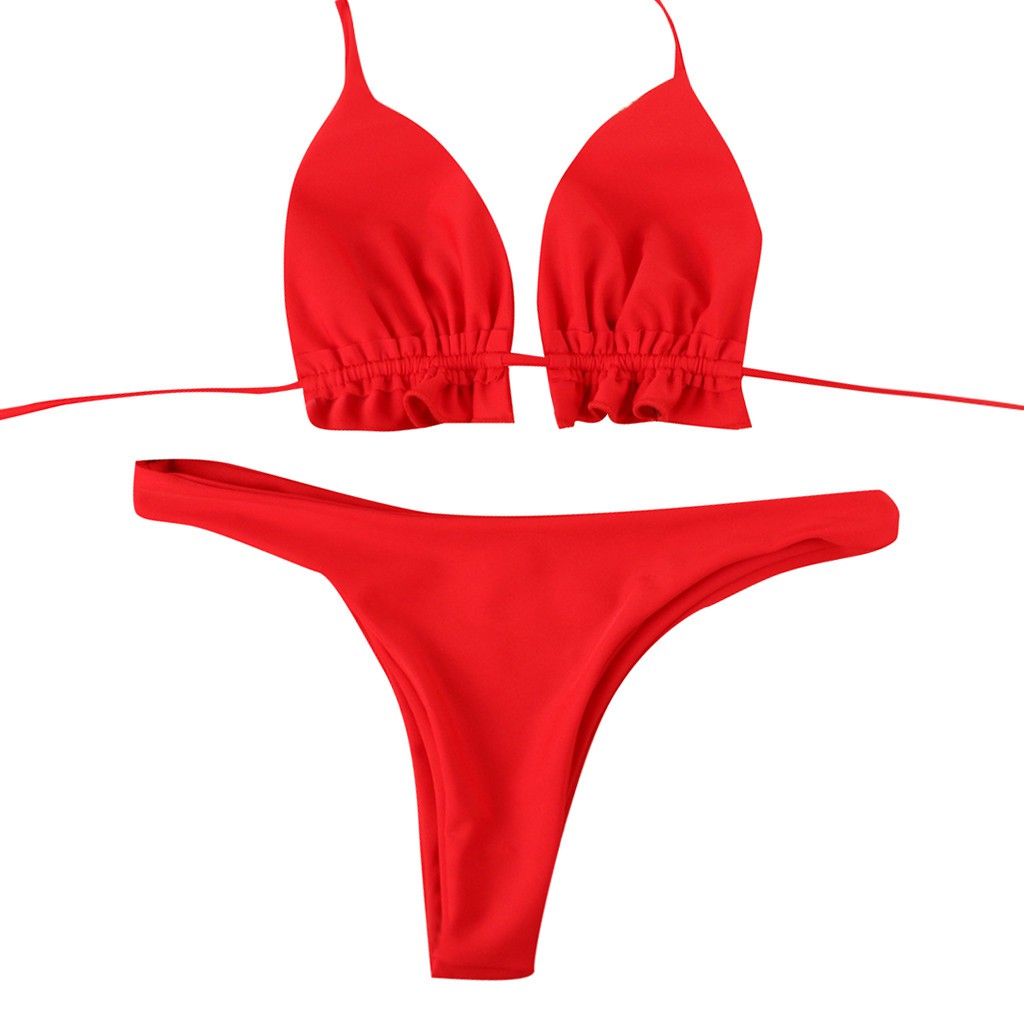 Bộ bikini 2 mảnh màu trơn phong cách Brazilian thời trang cho nữ | BigBuy360 - bigbuy360.vn