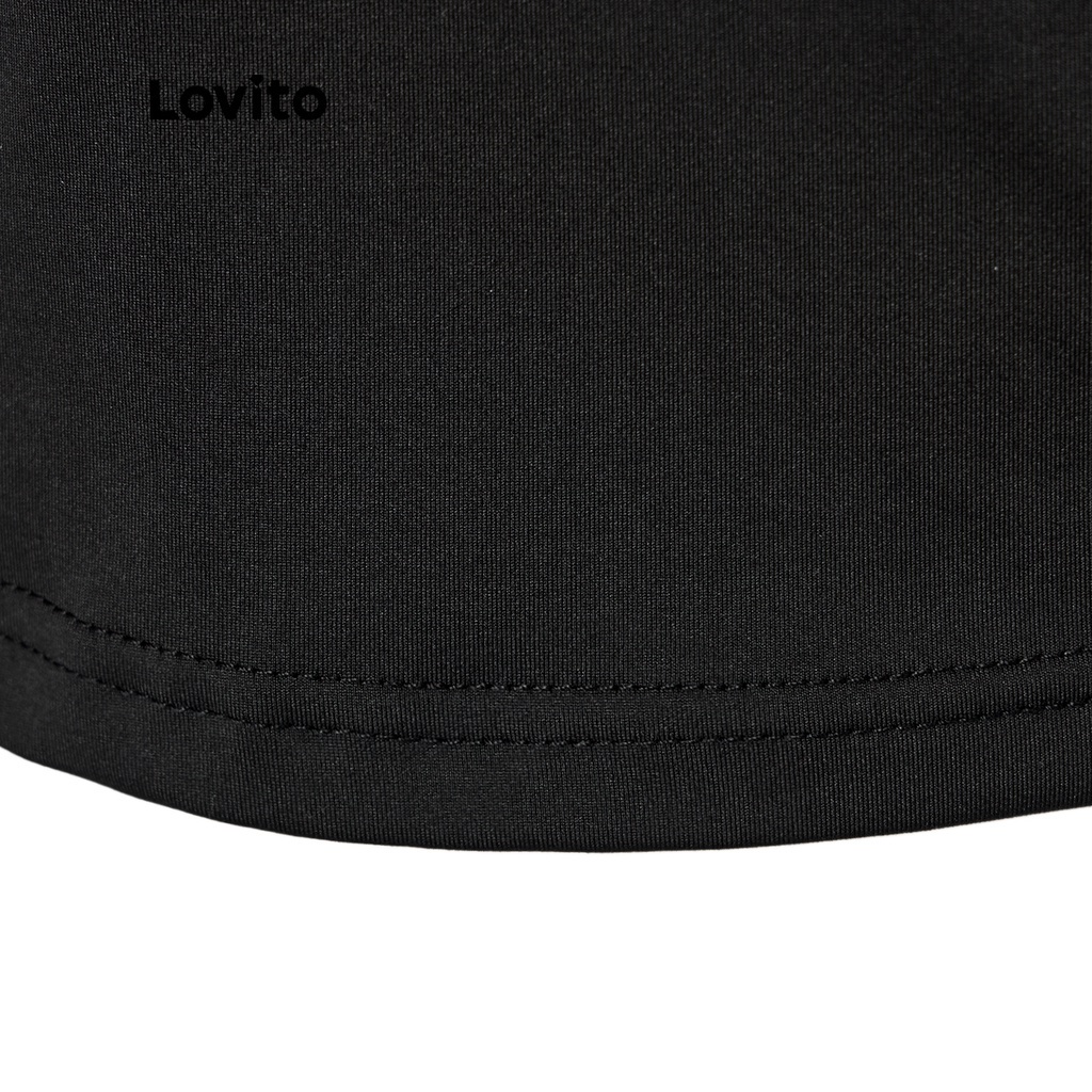 Lovito Chống vón cục Huấn luyện giảm béo Yoga Thể dục Crop Thể thao Áo phông L34AD012