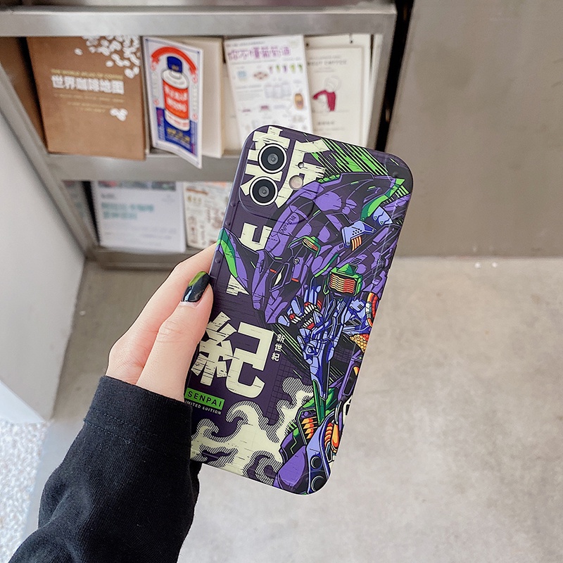 Ốp Điện Thoại Bề Mặt Nhám Họa Tiết Hoạt Hình Evangelion Cho iPhone 14 Plus 7 8 Plus X XS XR 11 12 13 Pro Max