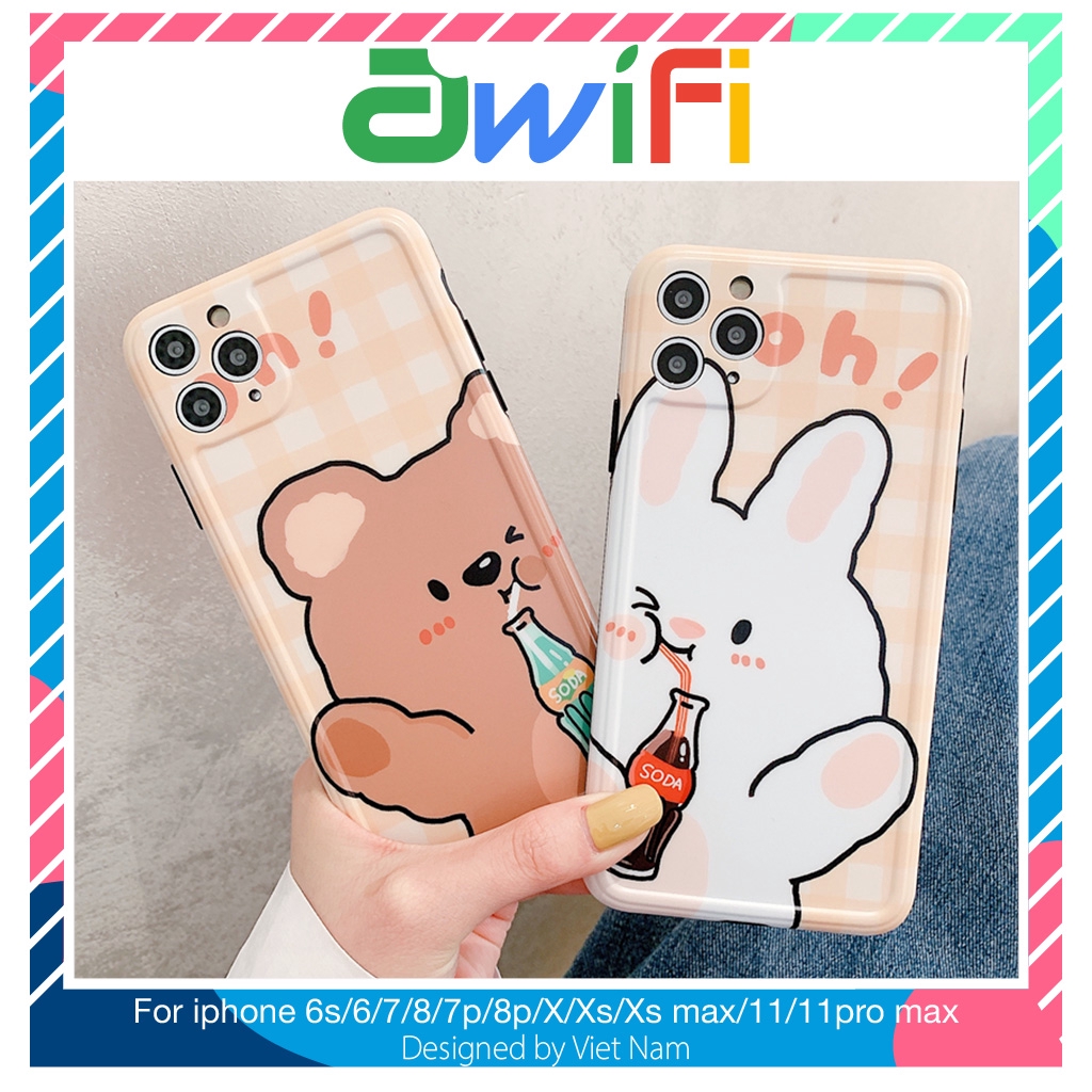 Ốp iphone - Ốp lưng imd new Gấu thỏ soda 6/6s/6plus/6splus/7/8/7plus/8plus/x/xs/xsmax/11/11promax - Awifi Case V4-2