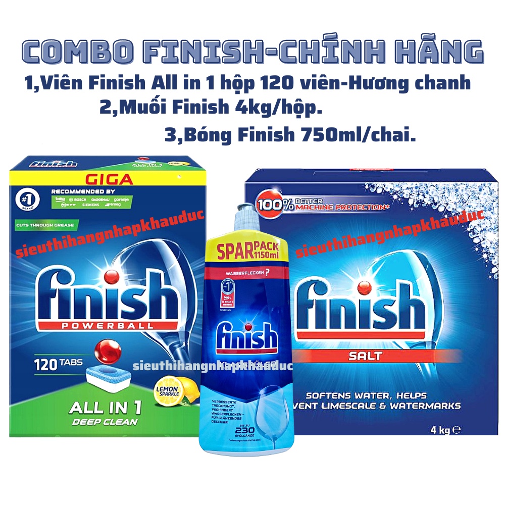 Combo rửa bát Finish [nhiều loại, chuyên dùng cho máy rửa bát]