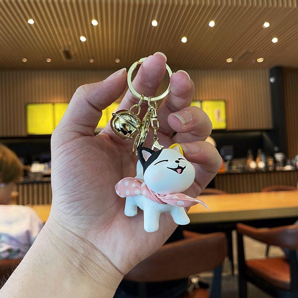 LANFY Móc Khóa Hình Chú Mèo Đeo Khăn Choàng Lụa Vui Nhộn Sáng Tạo