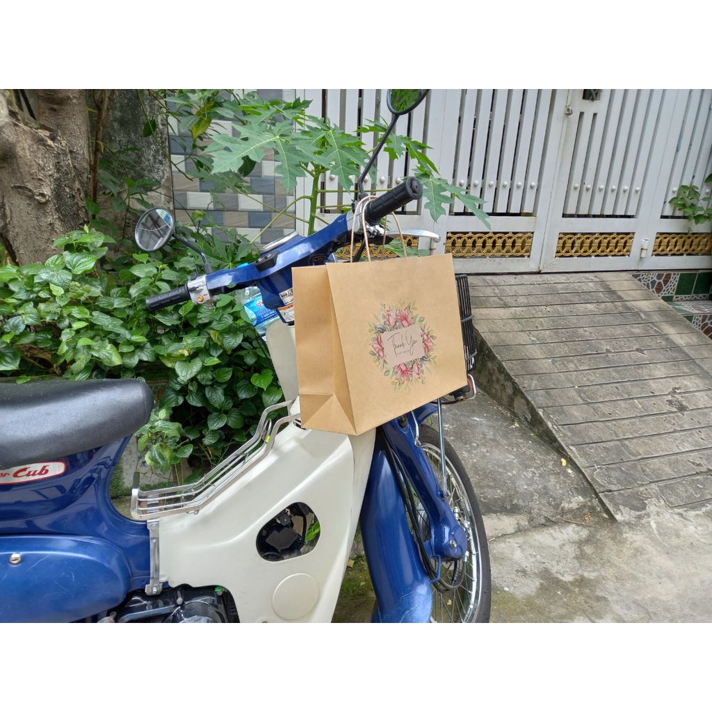 25 cái - Túi giấy kraft ngang đựng quà tặng quần áo túi xách hộp giày dép - Mẫu số 44 Kraft
