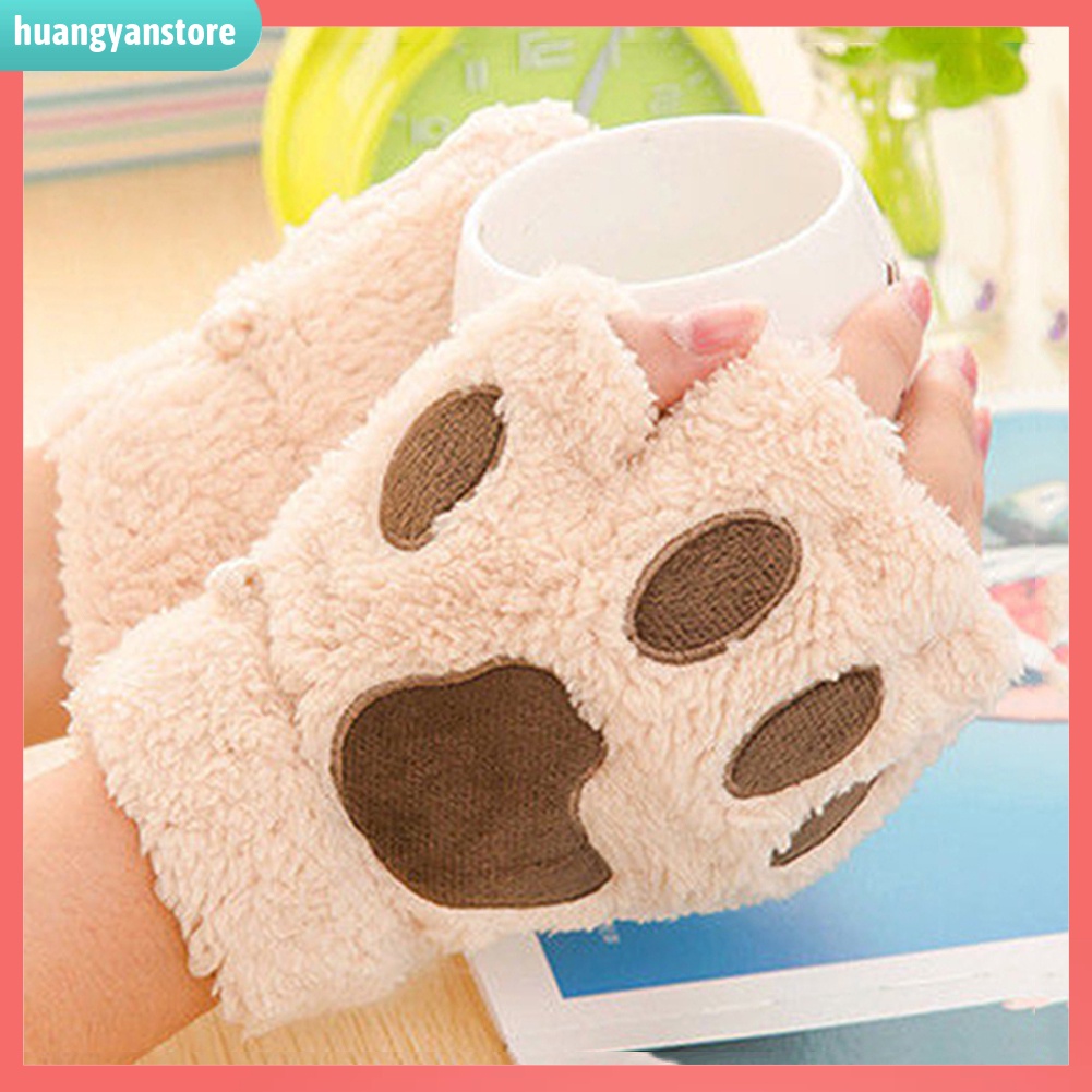 HY| Găng tay nửa ngón hình móng vuốt gấu đáng yêu cho nữ