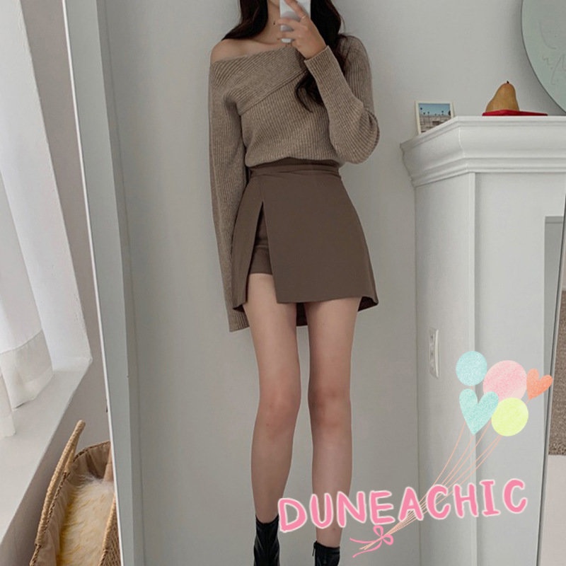 DUNEA Quần Culottes Lưng Cao Dáng Chữ A Xẻ Tà Quyến Rũ Dành Cho Nữ