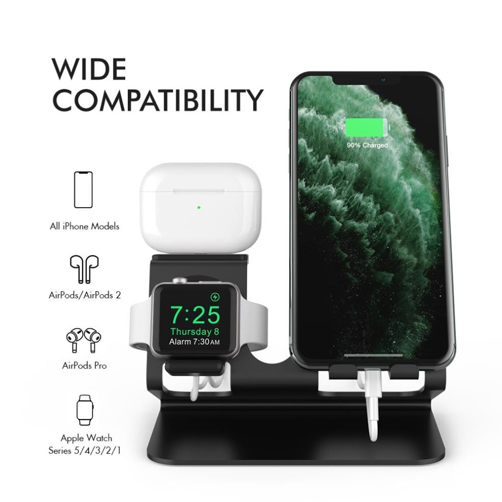 Đế Sạc Nhôm 3 in 1 Cho Điện Thoại , Apple Watch Và Airpods Chính Hãng Aha Style Amazon