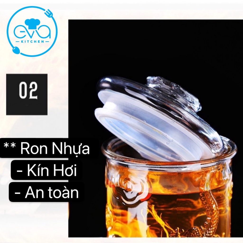 Bình Ngâm Thuỷ Tinh 15 Lít Dáng Trụ Hoa Văn Rồng - TR15L M1095