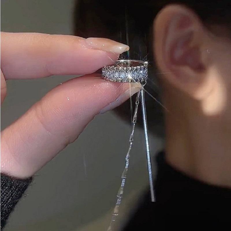 Bông Tai Dạng Kẹp Đính Kim Cương Giả Kiểu Hàn Quốc Cho Nữ