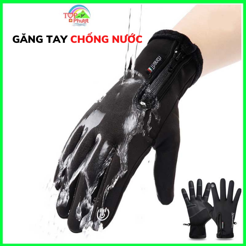 Găng tay mùa đông chống nước cảm ứng điện thoại, giữ ấm đi xe máy Cheyanchi. The Xue Can có khóa kéo
