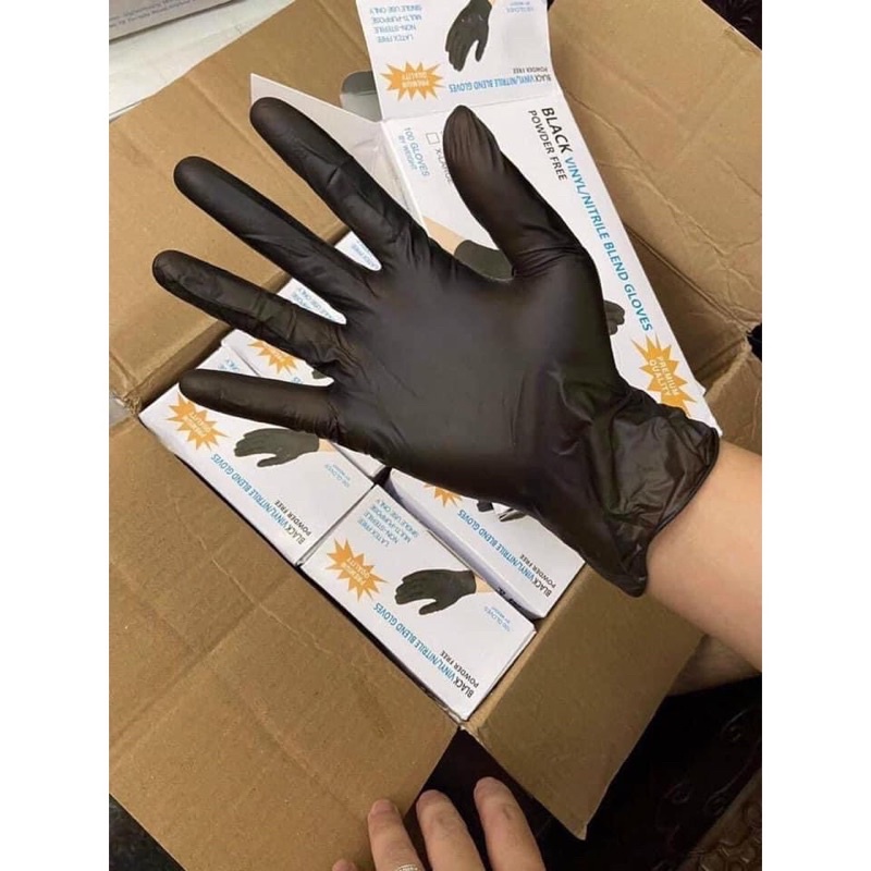 Găng Tay Đen Y Tế Không Bột Màu Đen 100C DCPX-NTA