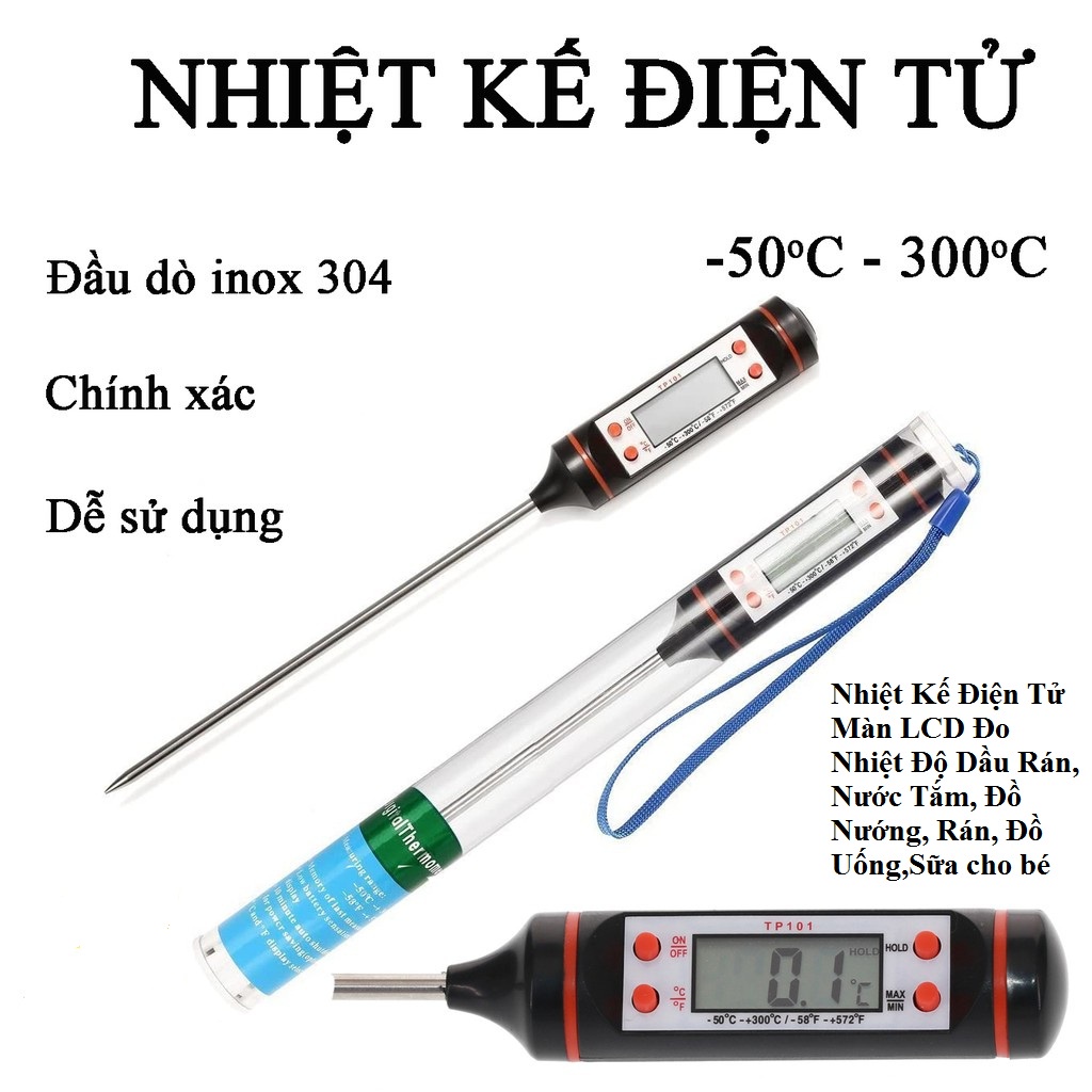 Nhiệt kế điện tử đo nhiệt độ nước sôi,đo sữa,dầu ăn,món ăn