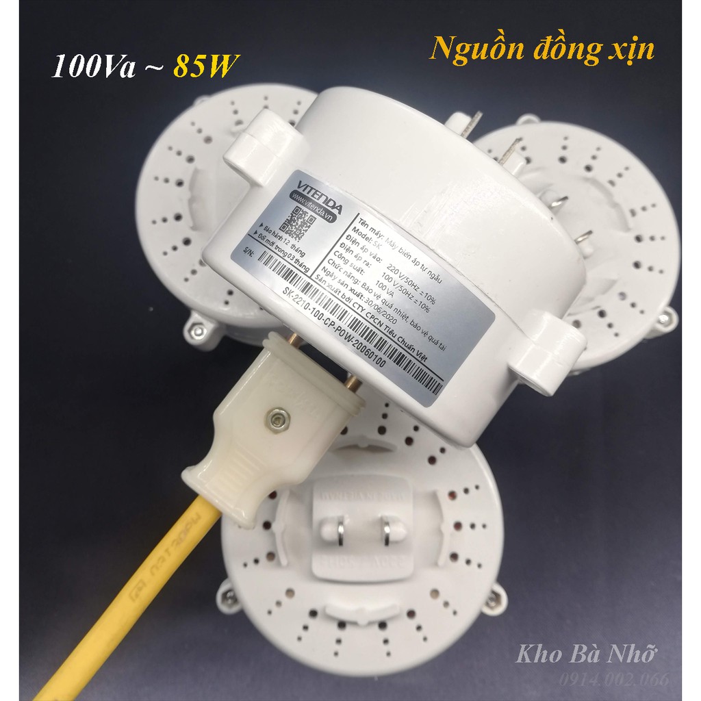 Bộ đổi nguồn 220-110V công suất thực 100Va (85W) nguồn đồng xịn dùng cho máy lọc khí, quạt Nhật, xạc Khoan Pin...