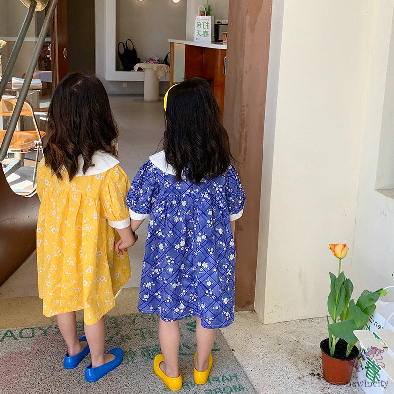 Đầm Xòe Công Chúa In Hoa Phong Cách Hàn Quốc Cho Bé Gái