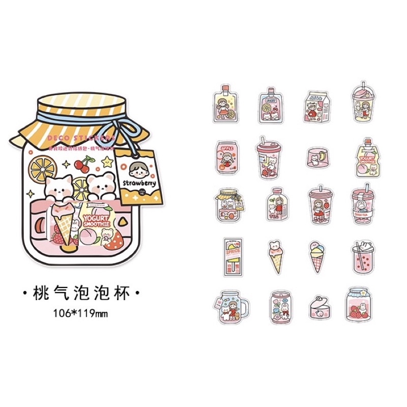Sticker cute/Túi set 40 hình dán dễ thương trang trí sổ planner bullet journal Hàn Quốc Tẻn Tẻn