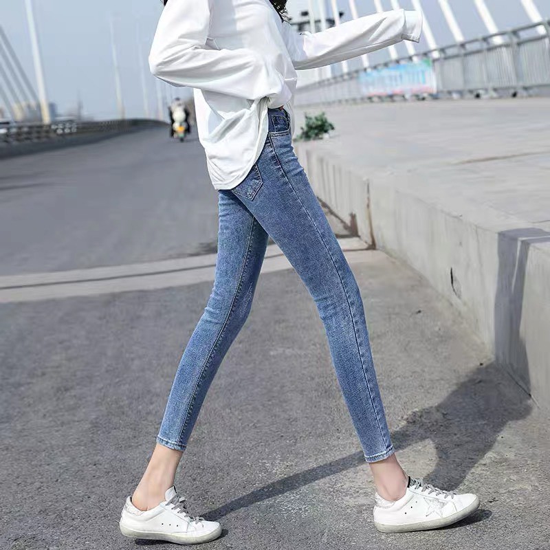 [50kg-90kg] Quần jean nữ Bigsize 9 tấc lưng cao, rách kiểu màu xanh đá đủ size 3858