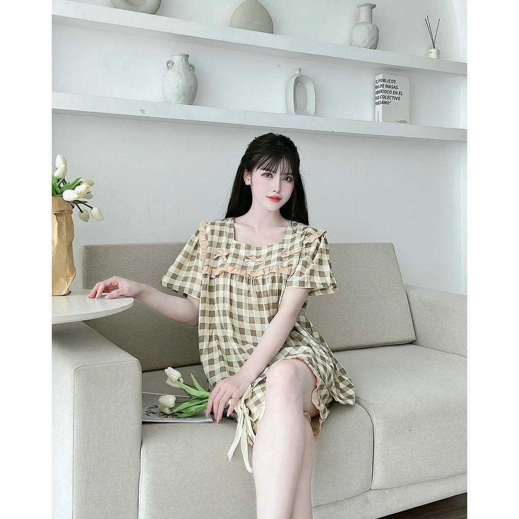 Đồ bộ bầu mùa hè chất đũi lụa mặc đi chơi ở nhà chất siêu mát