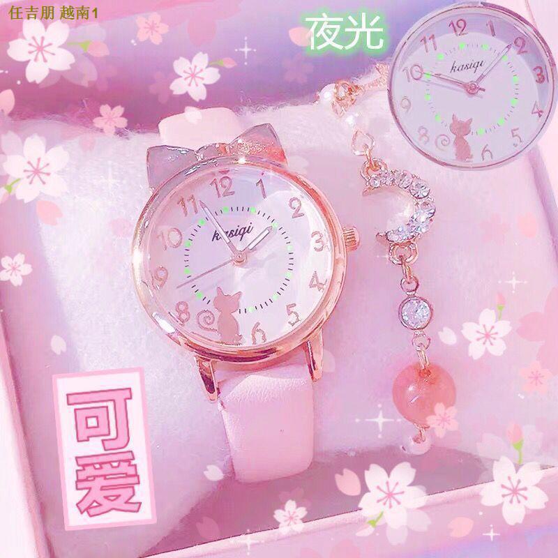 Đồng hồ đeo tay phát sáng họa tiết hoạt hình dễ thương cho bé gái 8-10-12 tuổi