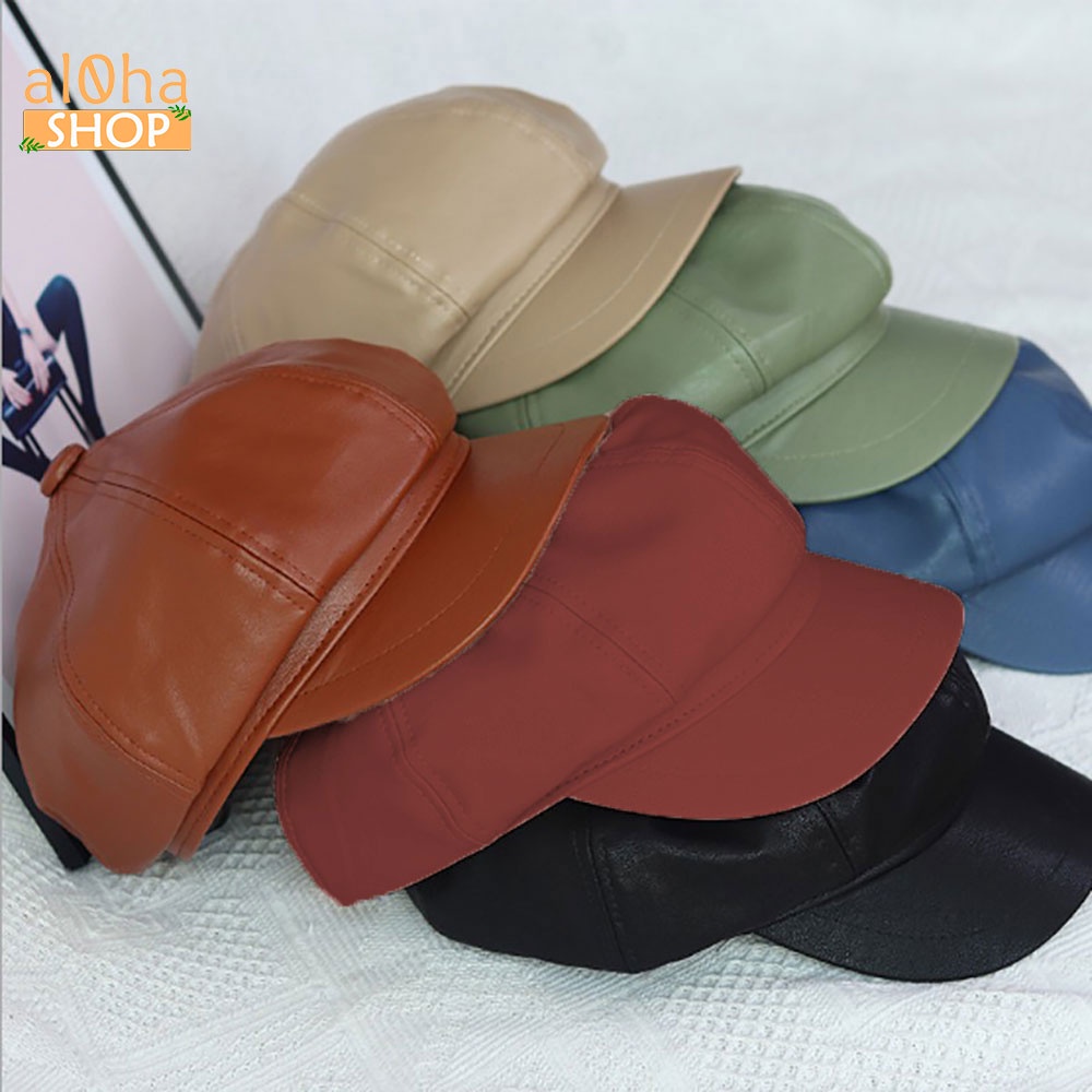 Mũ nồi da bóng trơn - nón beret thuỷ thủ thời trang, phong cách Hàn - al0ha Shop