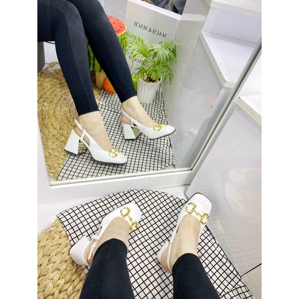 Giày SANDAL cao gót 7p Gú chì mũi vuông tag khoá to đẹp