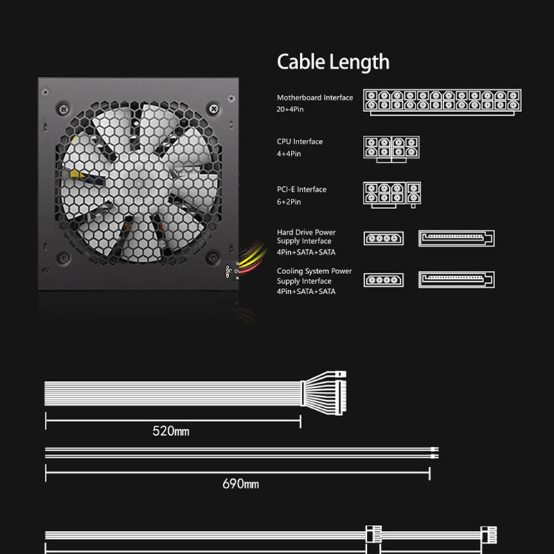 Bộ Cung Cấp Năng Lượng Ago Ak700 700w Pc Ak600 600w 120mm Rgb Cho Pc