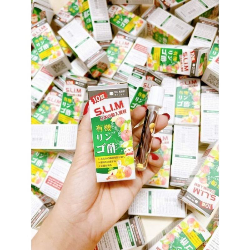 [CHÍNH HÃNG] XỔ MỠ ĐÊM GIẤM TÁO HỮU CƠ NHẬT BẢN SLIM - Hộp 10 viên