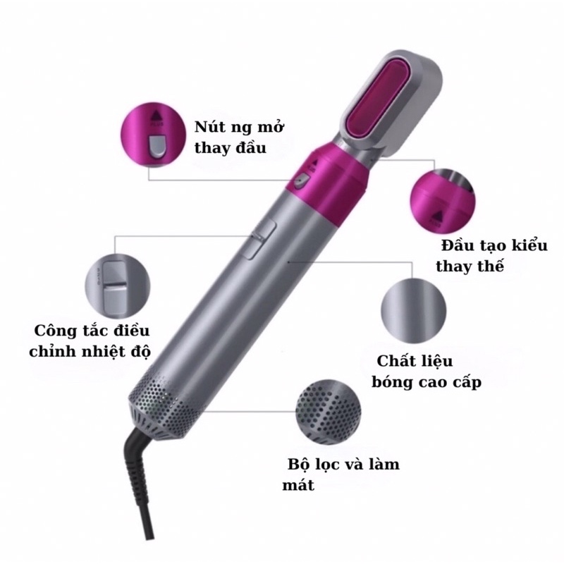Máy sấy tóc tạo kiểu tóc đa năng 5in1 ❤️FREE SHIP🍎lược điện quấn tóc tạo kiểu phong cách hàn quốc