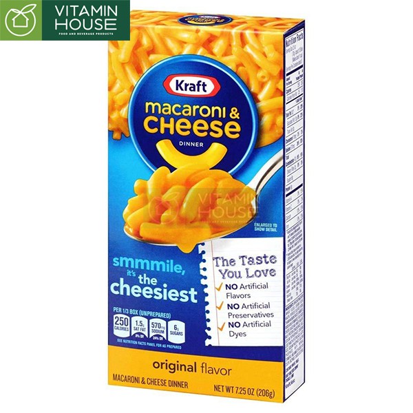 Nui Phô Mai cho bé Macaroni &amp; Cheese Kraft Hộp 206g [Vitamin House]