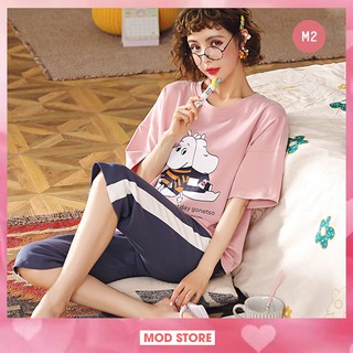 (Loại Đẹp) Bộ Lửng Loại Đẹp Mặc Nhà Cotton, Bộ Ngủ Lửng Nữ Mùa Hè B5