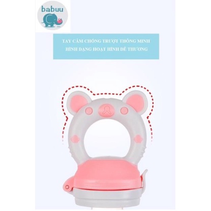 [HCM - SIÊU RẺ] Túi nhai ăn dặm chống hóc Babuu - tặng kèm dây xích và 02 núm