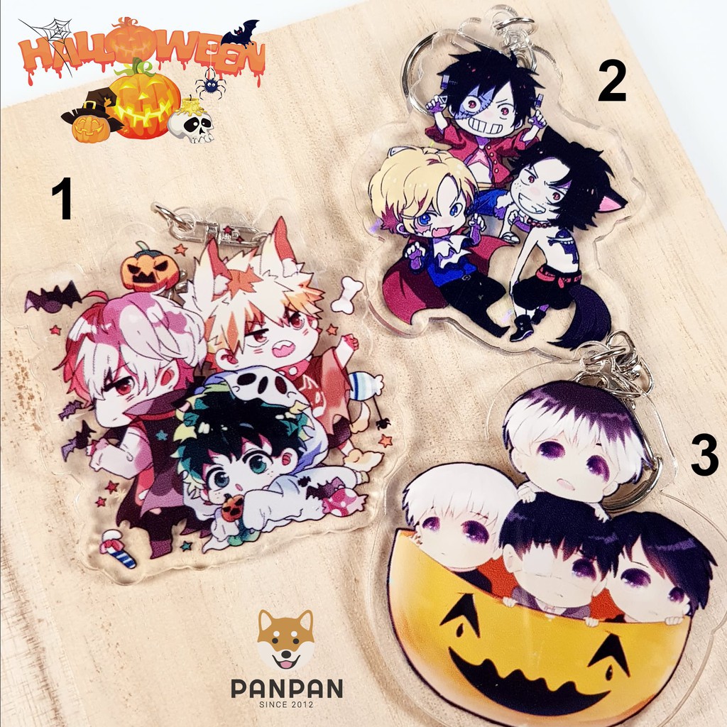 Móc khóa mica Anime Halloween My Hero Academia, One Piece, Tokyo Ghoul (6cm)