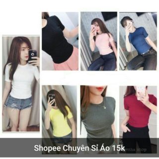Áo thun gân tăm tay lửng form thường