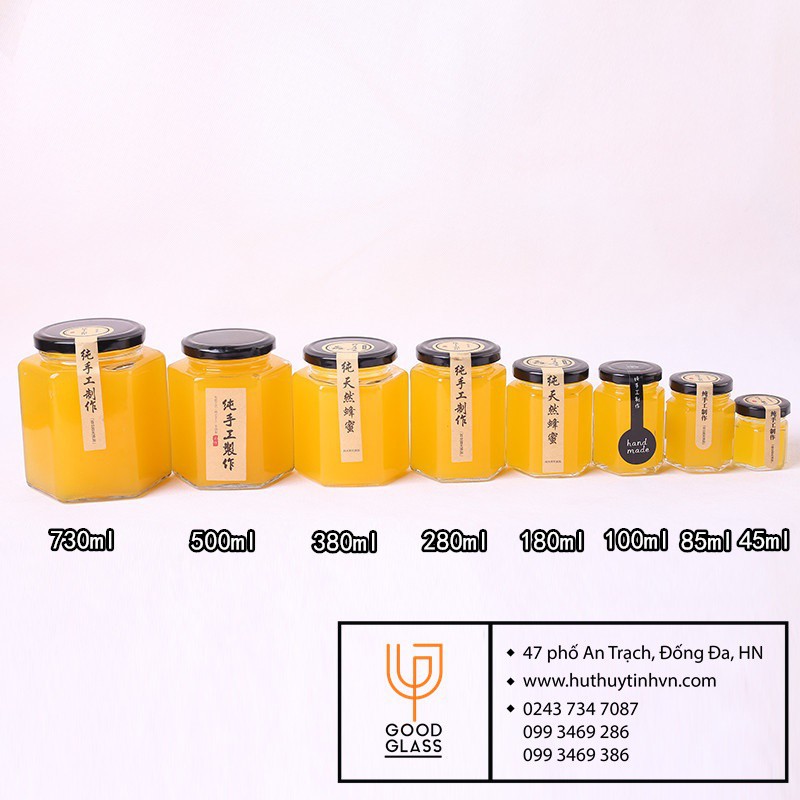 Hũ thủy tinh / Lọ thủy tinh lục giác cao cấp đựng gia vị thực phẩm 80ML