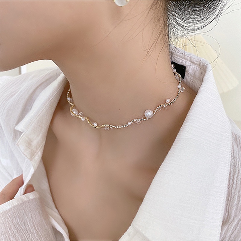Vòng cổ Hợp Kim Đính Ngọc Trai Nhân Tạo Thời Trang