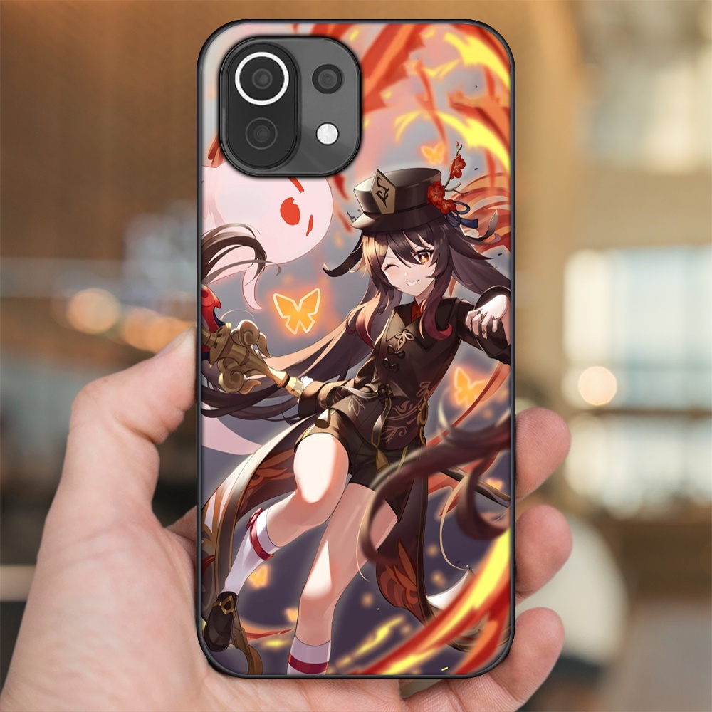 Ốp lưng Xiaomi Mi 11 Lite viền đen in hình Hutao Genshin Impact