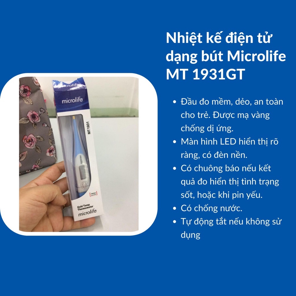 Nhiệt Kế Điện Tử Gia Đình Microlife  MT 1931GT Đầu Mạ Vàng Đo 60s Đo Miệng Nách Hậu Môn - YeahomeCare Saigon