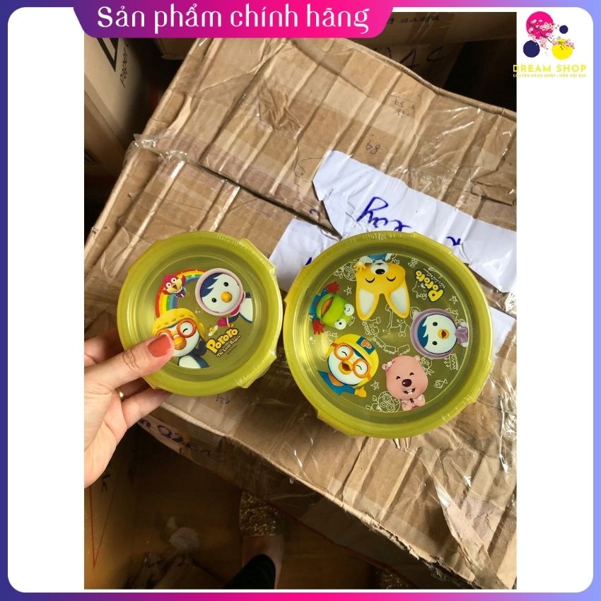 Bát ăn Inox có nắp khóa Pororo size nhỏ 12 x 12 x 6cm -Dreamshop.vn