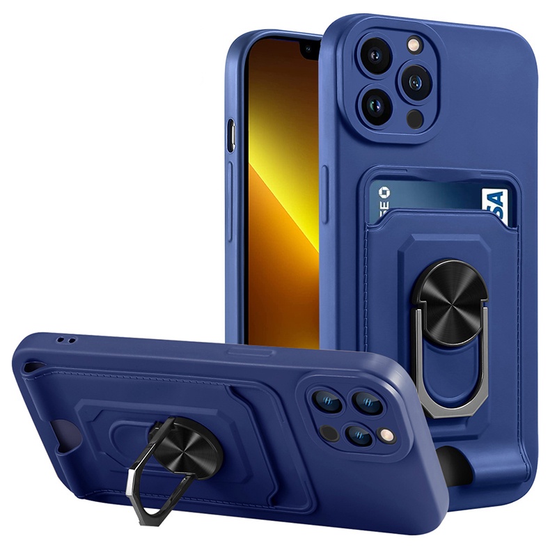 Case iPhone 13 Pro Max Camera Lens Protection Phone Case For iPhone 13 13 Pro 13 Mini iPhone 12 12 Pro Max  Ring Stand Holder Soft Back Cover With Card Slot