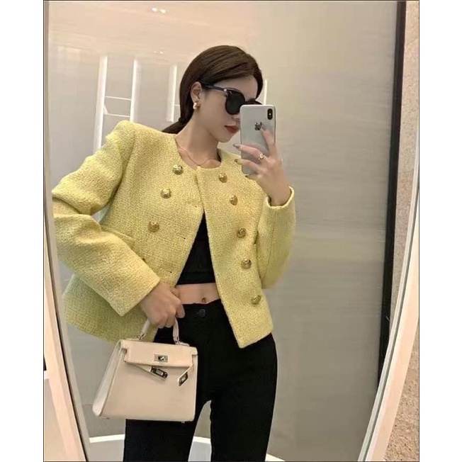 Áo dạ Tweed vàng chanh hàng quảng châu siêu cấp quảng châu loại 1